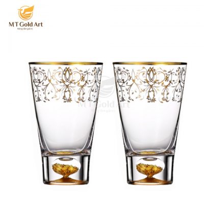 Ly uống rượu khảm vàng 345ml (W04)
