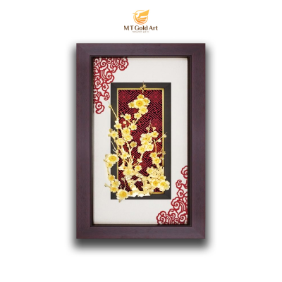 Tranh hoa mai mạ vàng – Quà tặng Tết ý nghĩa (39x69cm)
