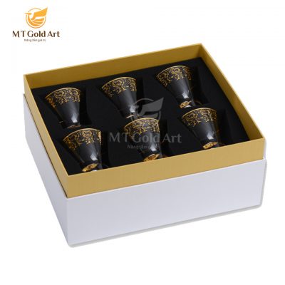 Ly uống rượu khảm vàng 210ml - bộ 6pcs (W02)