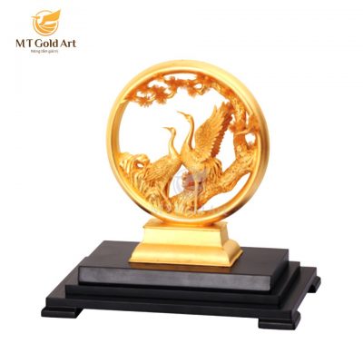 Tượng chim hạc dát vàng - Mẫu 3 (16x30x24cm)