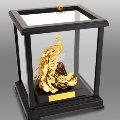 Tượng chim phượng hoàng dát vàng (17x20x24cm)