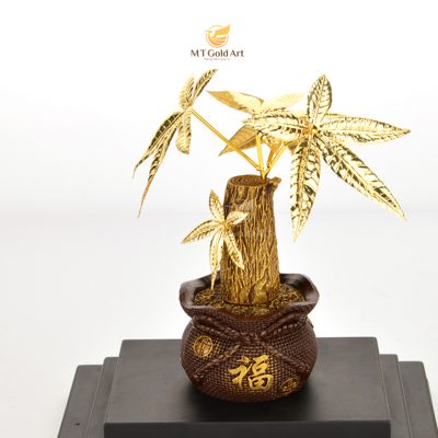 Chậu cây kim ngân dát vàng (17x14x22cm)
