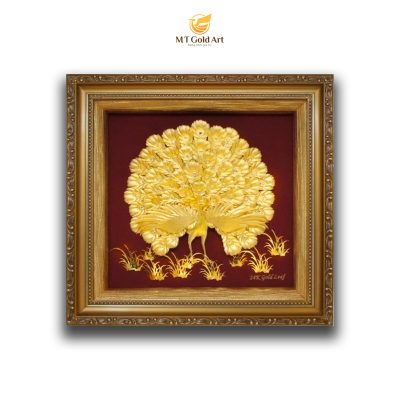 Tranh Chim công xòe đuôi phú quý cát tường (77x77cm)