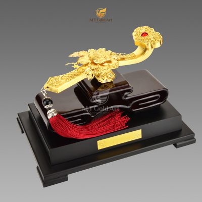 Vương trượng gậy như ý dát vàng (17x20x24cm)
