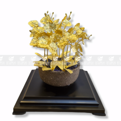 Chậu hoa lan 12 nhánh dát vàng 24k