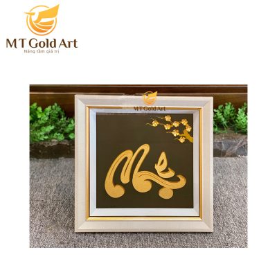 Tranh chữ mẹ dát vàng 24k (30x30cm)