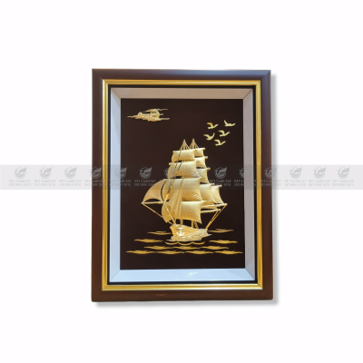 Tranh thuyền thuận buồm xuôi gió mạ vàng 24k (25x32cm)